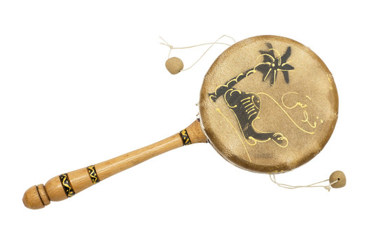 Small drum made ​​of wood and leather