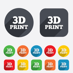 3D Print sign icon. 3d Printing symbol.