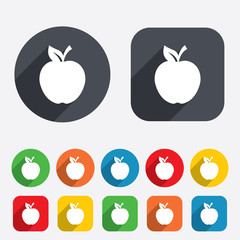 Apple sign icon. Fruit with leaf symbol.