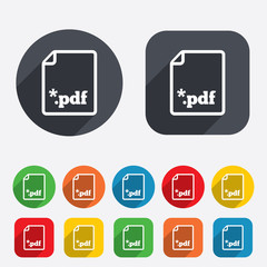 PDF file document icon. Download pdf button.