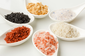 Variety of different sea salts