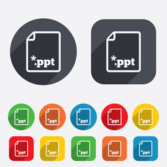 File presentation icon. Download PPT button.