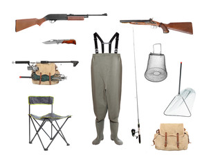 Great collection of a fishing and hunting equipment.