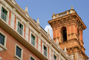 Fototapeta na wymiar buildings with lace fronts of city Valencia Spain