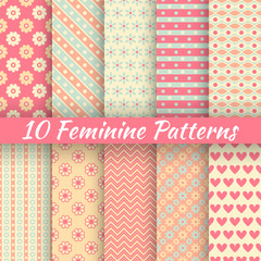 Pastel loving wedding vector seamless patterns (tiling).