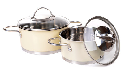 Pans isolated on white