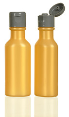 Plastic Bottle with liquid soap on white background. shampoo