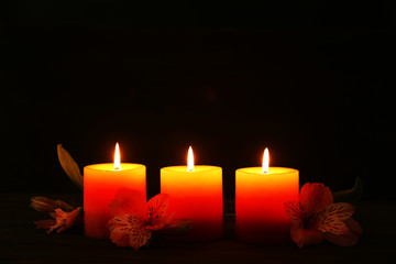 Beautiful candles with flowers