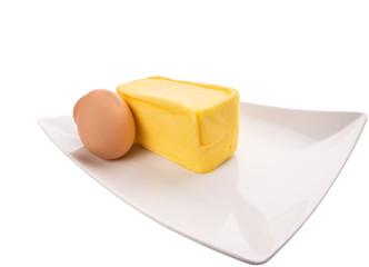 A group of chicken eggs and butter