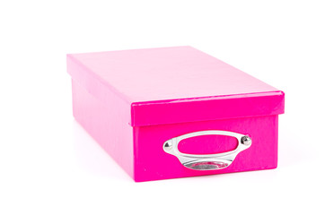 Pink box isolated white background