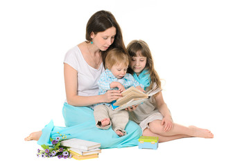 Naklejka premium Family: mother, daughter and son