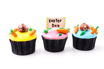 Easter cupcakes isolated white background