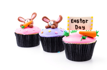 Easter cupcakes isolated white background