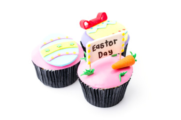 Easter cupcakes isolated white background