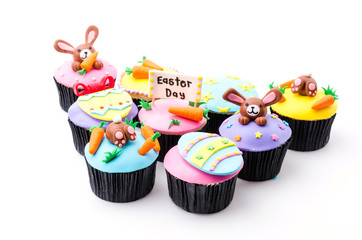 Easter cupcakes isolated white background