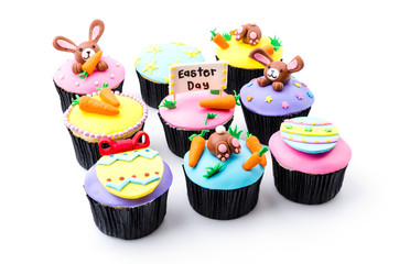 Easter cupcakes isolated white background