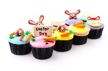 Easter cupcakes isolated white background