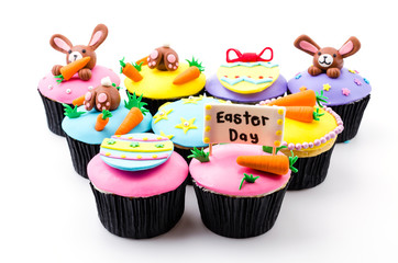 Easter cupcakes isolated white background