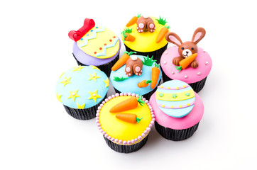 Easter cupcakes isolated white background