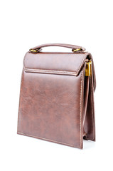 Woman leather bag isolated white background