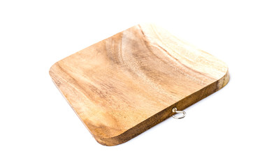 Wood cutting board isolated white background