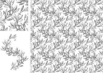 Obraz premium Vintage Vector seamless pattern with laurel leaves