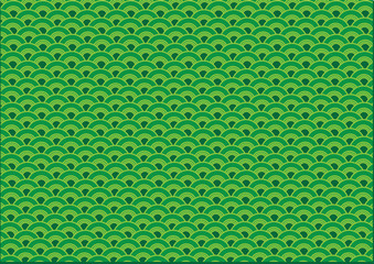 Abstract Oriental Green Wave Wallpaper Background