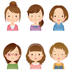 顔　セット　若い女性　主婦