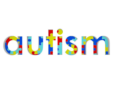 Autism Word Puzzle Piece Background Symbol Hope Research
