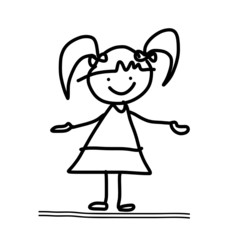 hand drawing cartoon concept happy kids