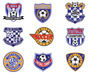 Fototapeta premium Football Soccer Badges, Patches and Emblem Vector Set