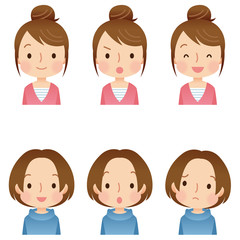 顔　セット　若い女性　主婦