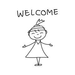 hand drawing cartoon concept happy business woman