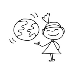 Obraz premium hand drawing cartoon concept happy business woman