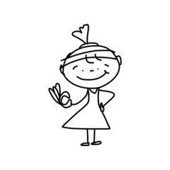 hand drawing cartoon concept happy business woman