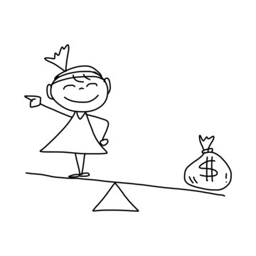 hand drawing cartoon concept happy business woman