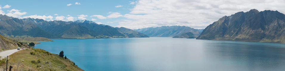 Schilderijen op glas Lake Hawea in Nieuw-Zeeland © Pouf