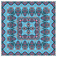 Squared background - ornamental floral pattern. Design for banda