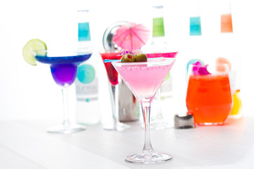 Cocktail with caviar and flower
