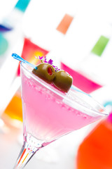 Cocktail with caviar and flower