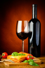 Red wine and lasagna - 63800929