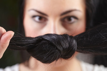 Woman with beauty long black hair