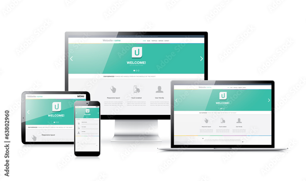 Aufkleber flat modern responsive web design in electronic devices