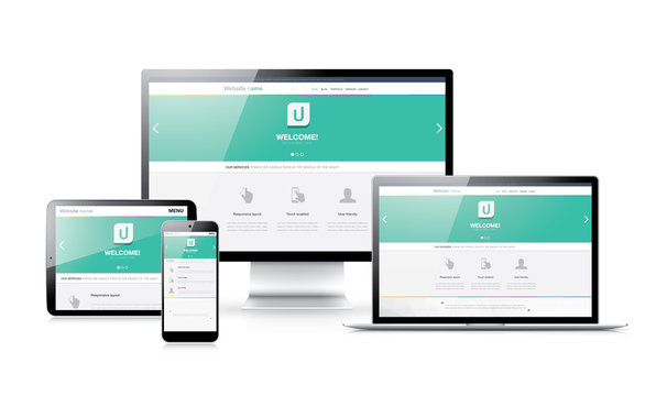 Flat modern responsive web design in electronic devices