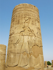 Temple of Kom Ombo, Egypt: column with Horus god relief