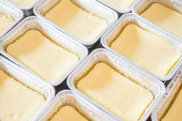 Group of square box cheese cake