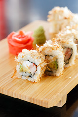 sushi on the wood board