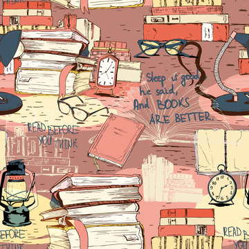 Books reading seamless background
