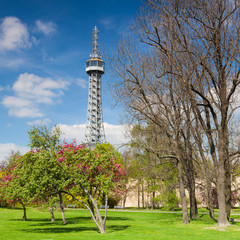 Obraz premium Famous lookout tower on the Petrin Hill in Prague