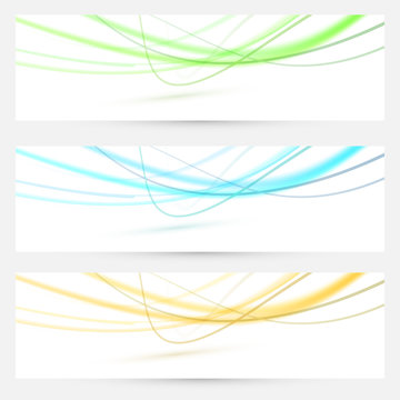 Abstract swoosh lines bright banners collection